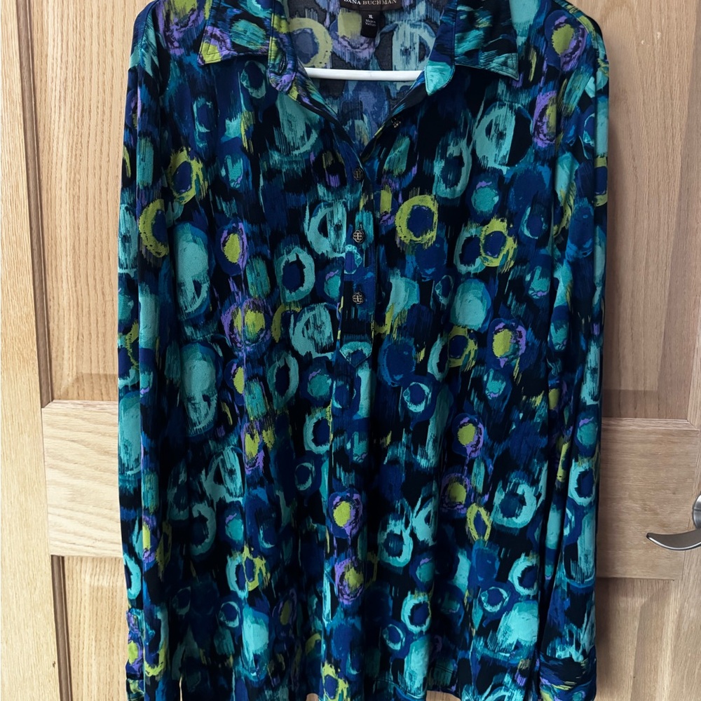 Dana Buchman Multicolor Abstract Blouse
